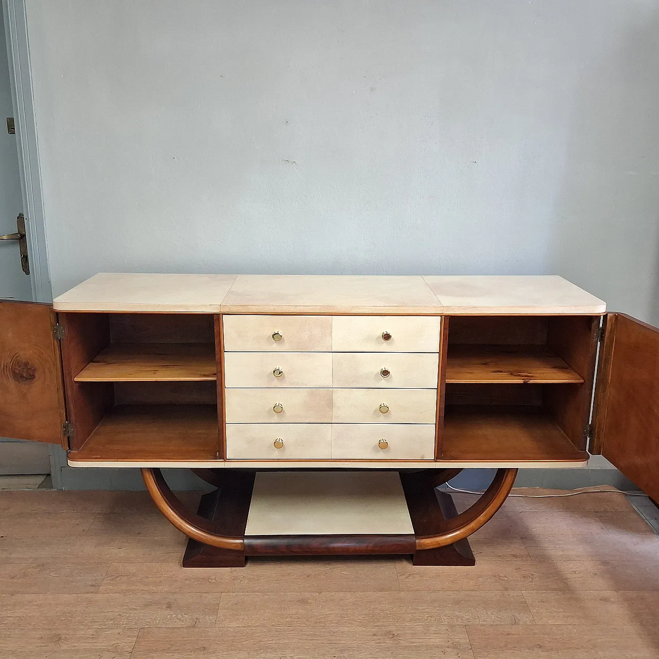 Art Deco sideboard in rosewood and parchment, original from 1930-40. 8