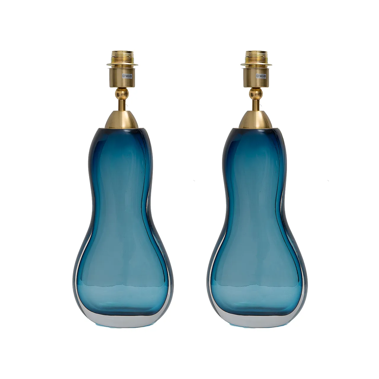 Pair of Sommerso Blue Murano Glass Table Lamps, 2000s 1