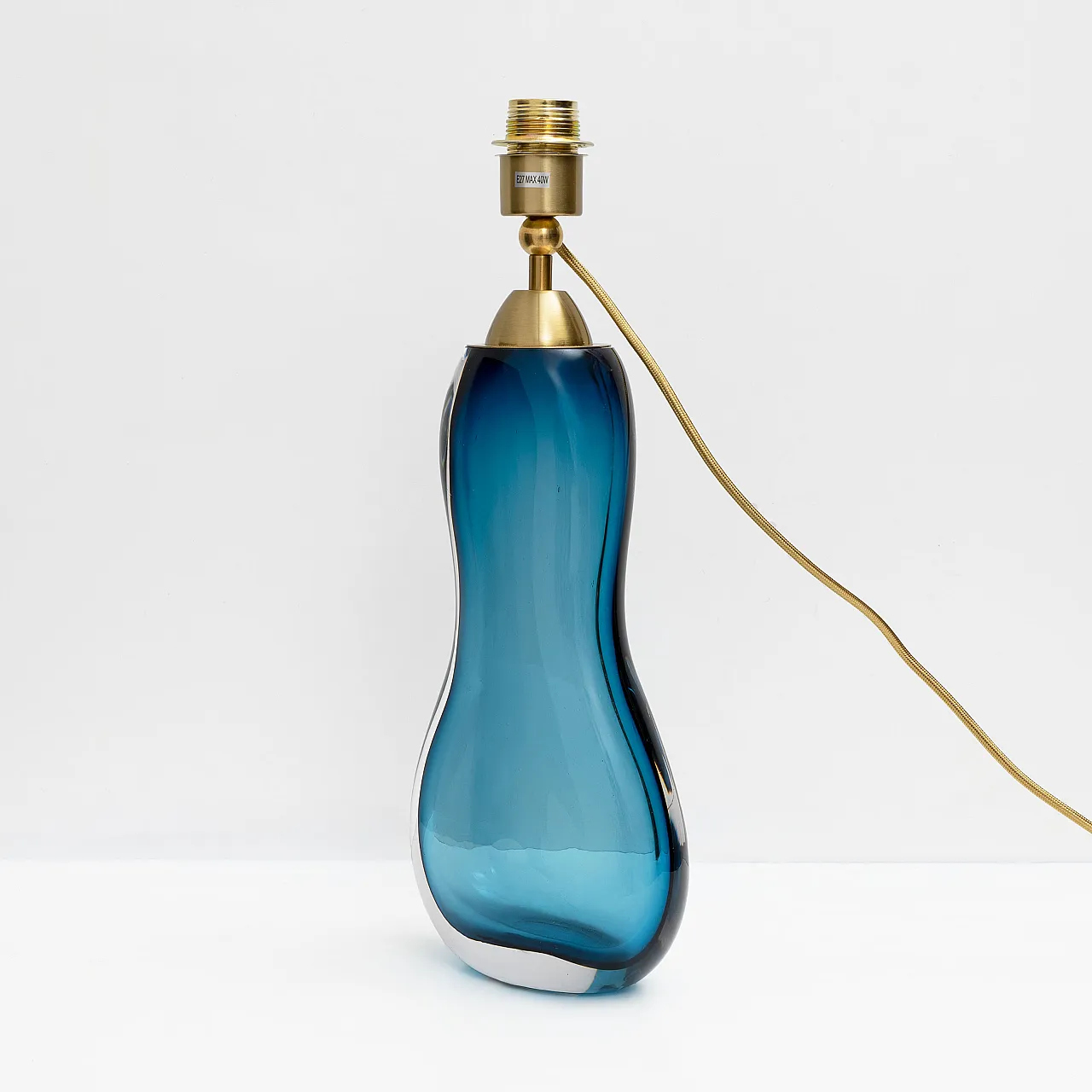 Pair of Sommerso Blue Murano Glass Table Lamps, 2000s 3