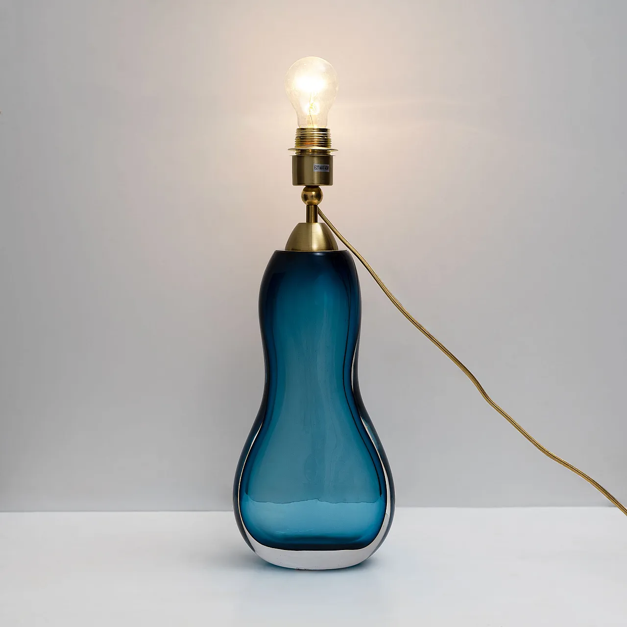 Pair of Sommerso Blue Murano Glass Table Lamps, 2000s 4