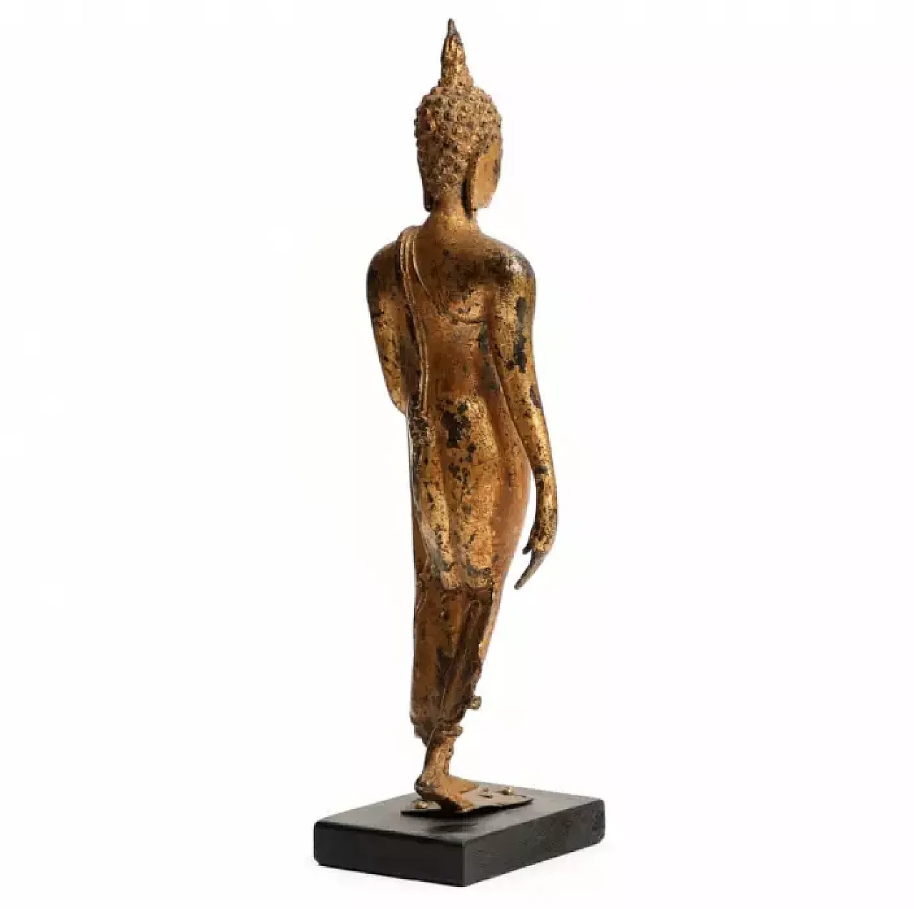 Figura in bronzo dorato del Buddha che cammina, '800 3
