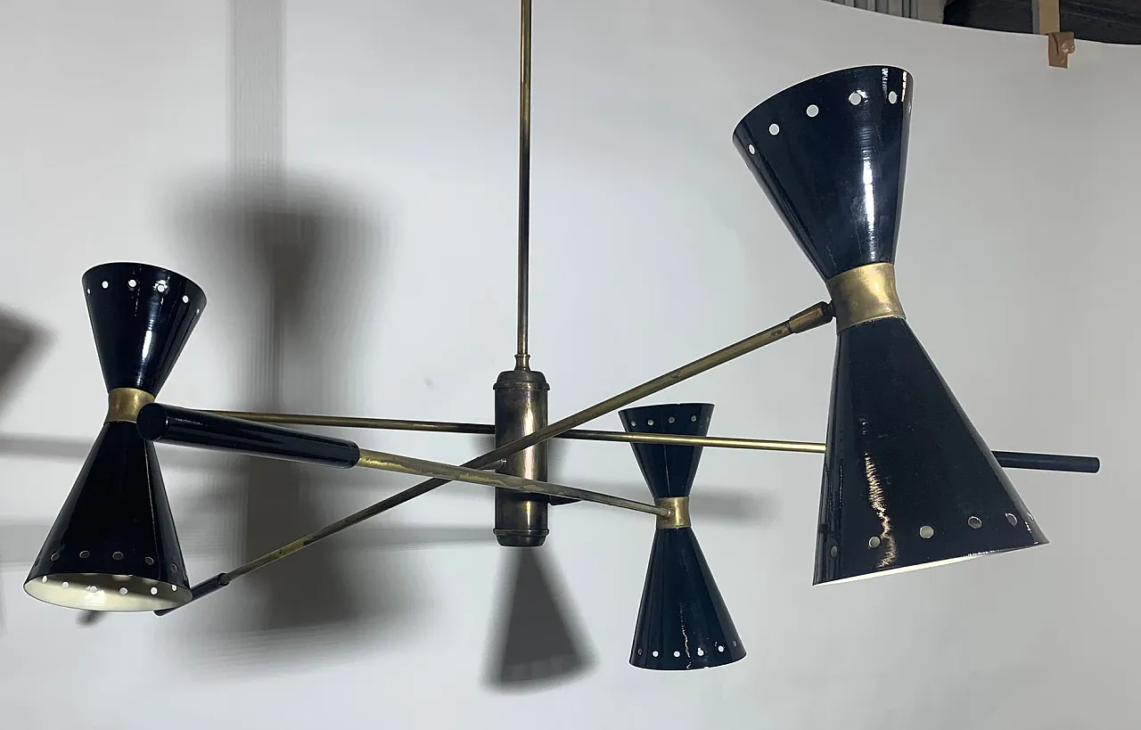 Lampadario regolabile in ottone, Italia, anni '50 3