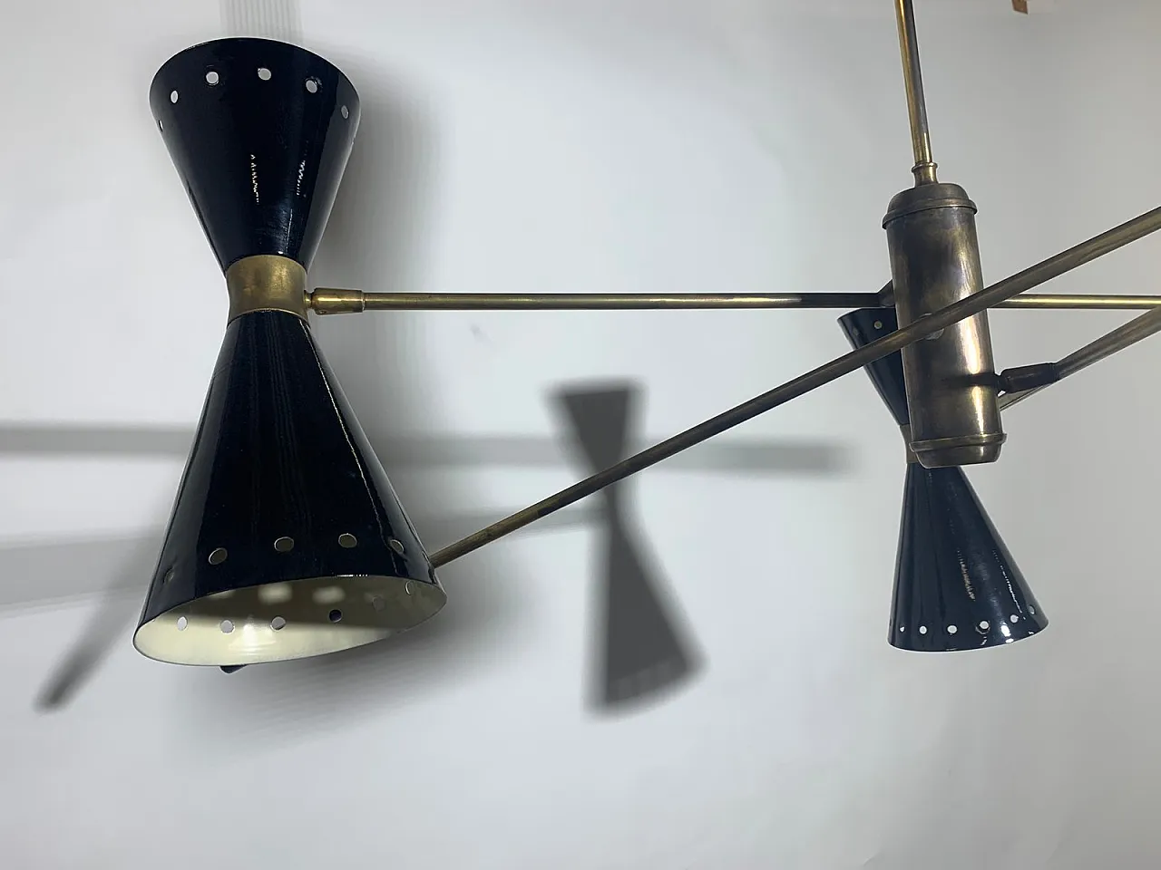 Lampadario regolabile in ottone, Italia, anni '50 4