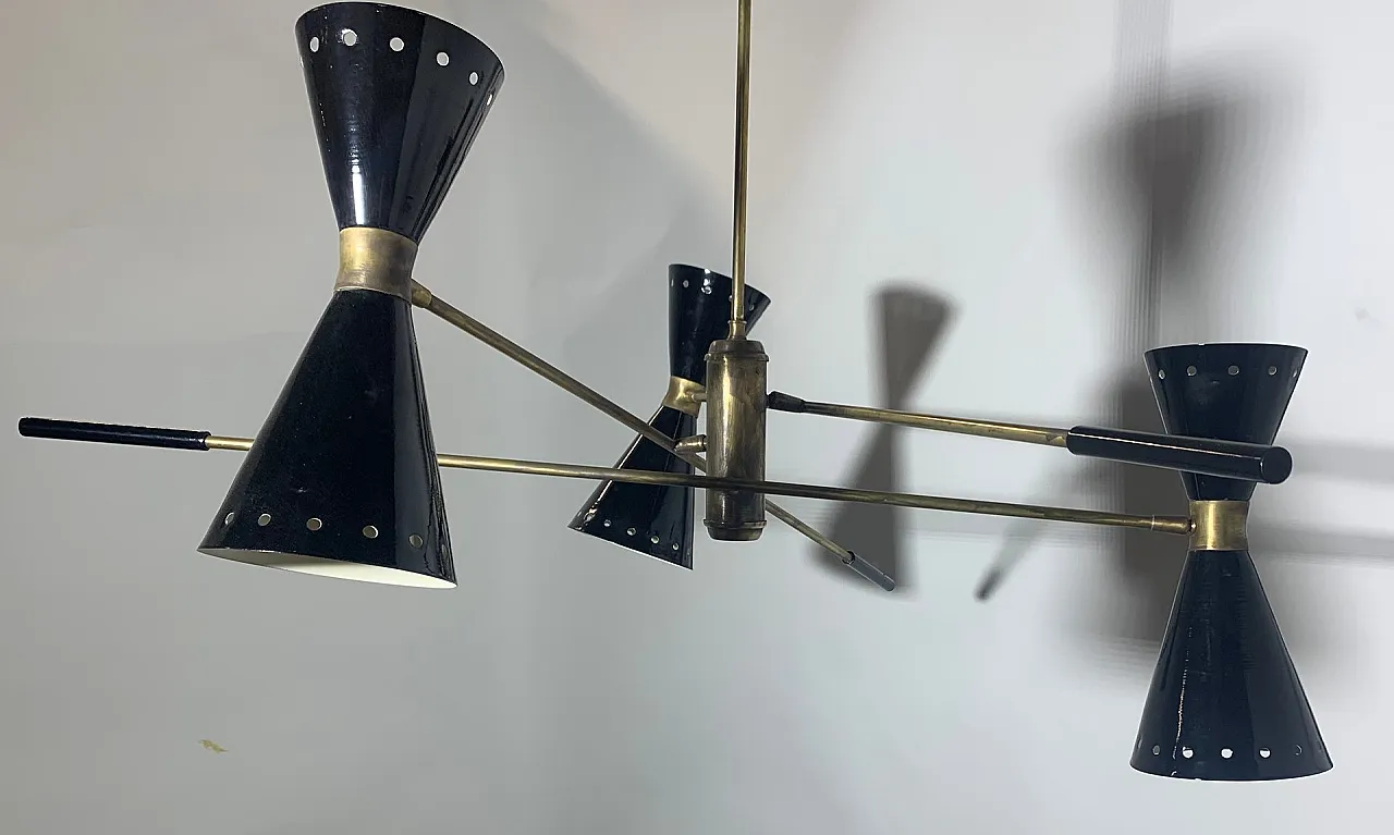 Lampadario regolabile in ottone, Italia, anni '50 5