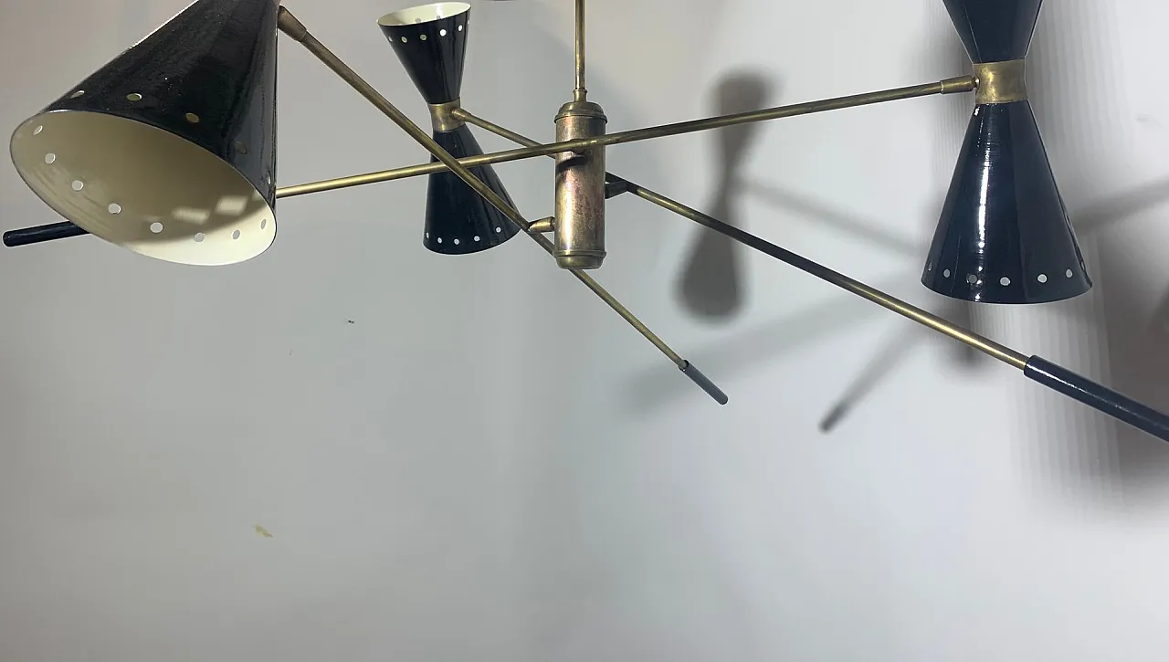Lampadario regolabile in ottone, Italia, anni '50 6