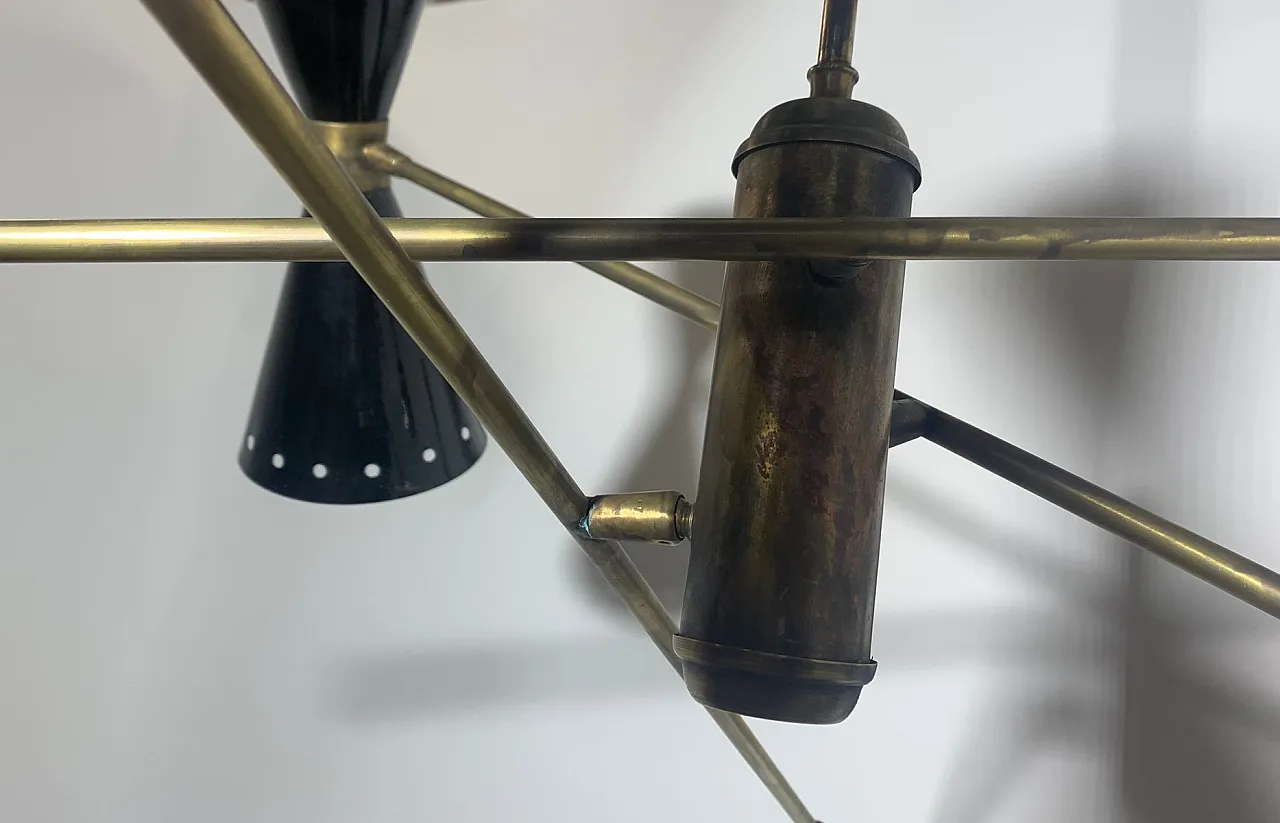 Lampadario regolabile in ottone, Italia, anni '50 7