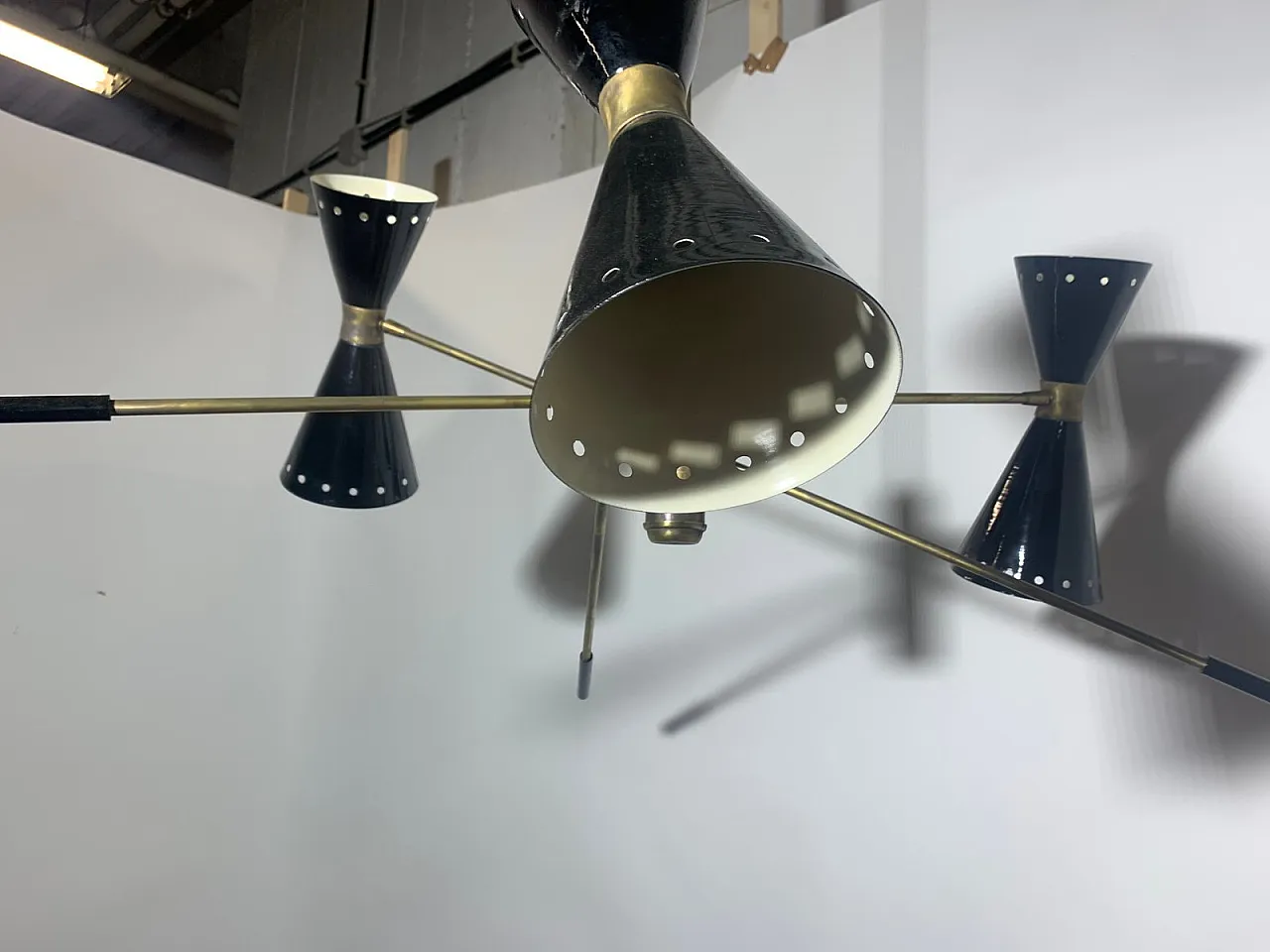 Lampadario regolabile in ottone, Italia, anni '50 8
