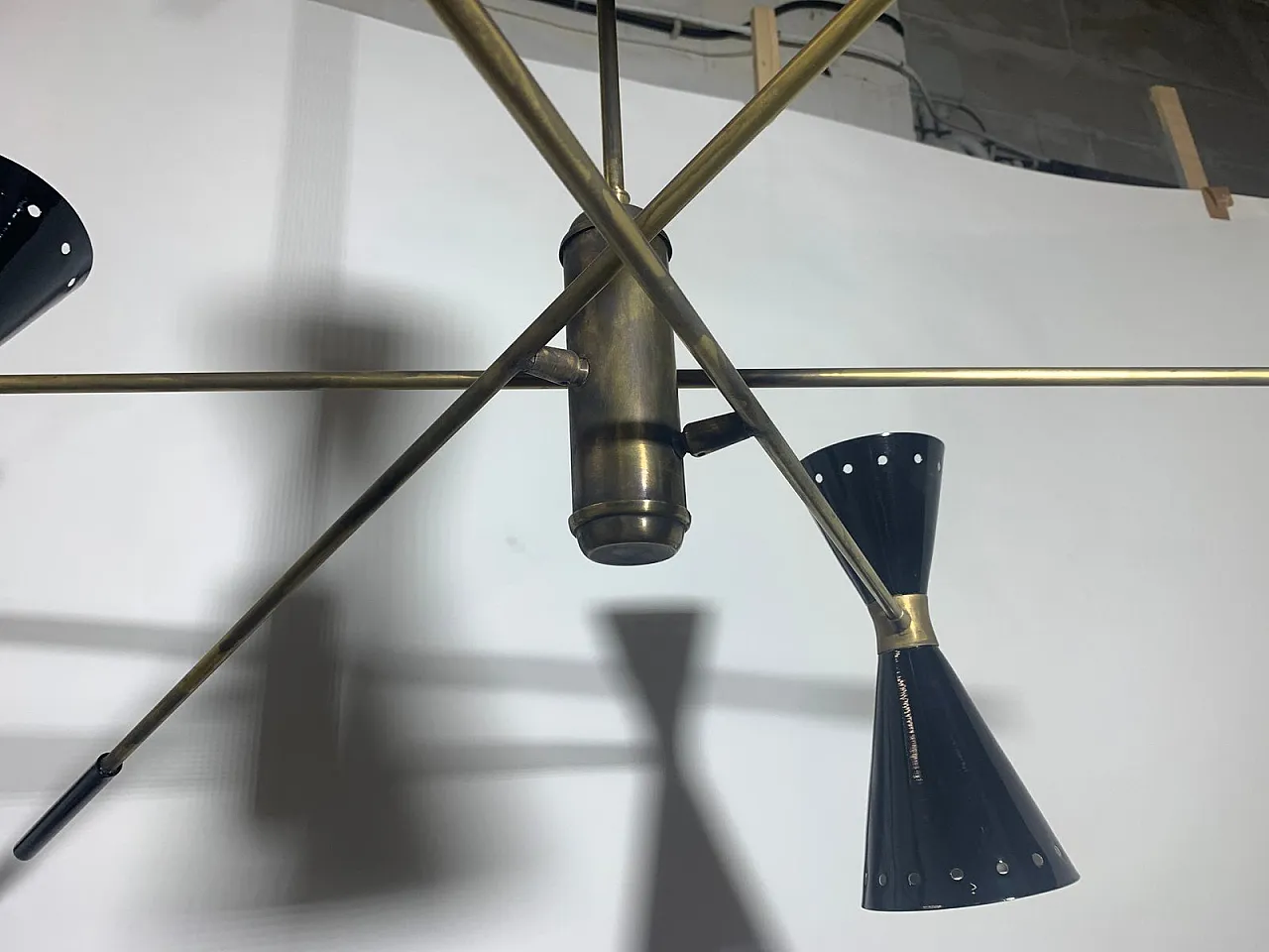 Lampadario regolabile in ottone, Italia, anni '50 9