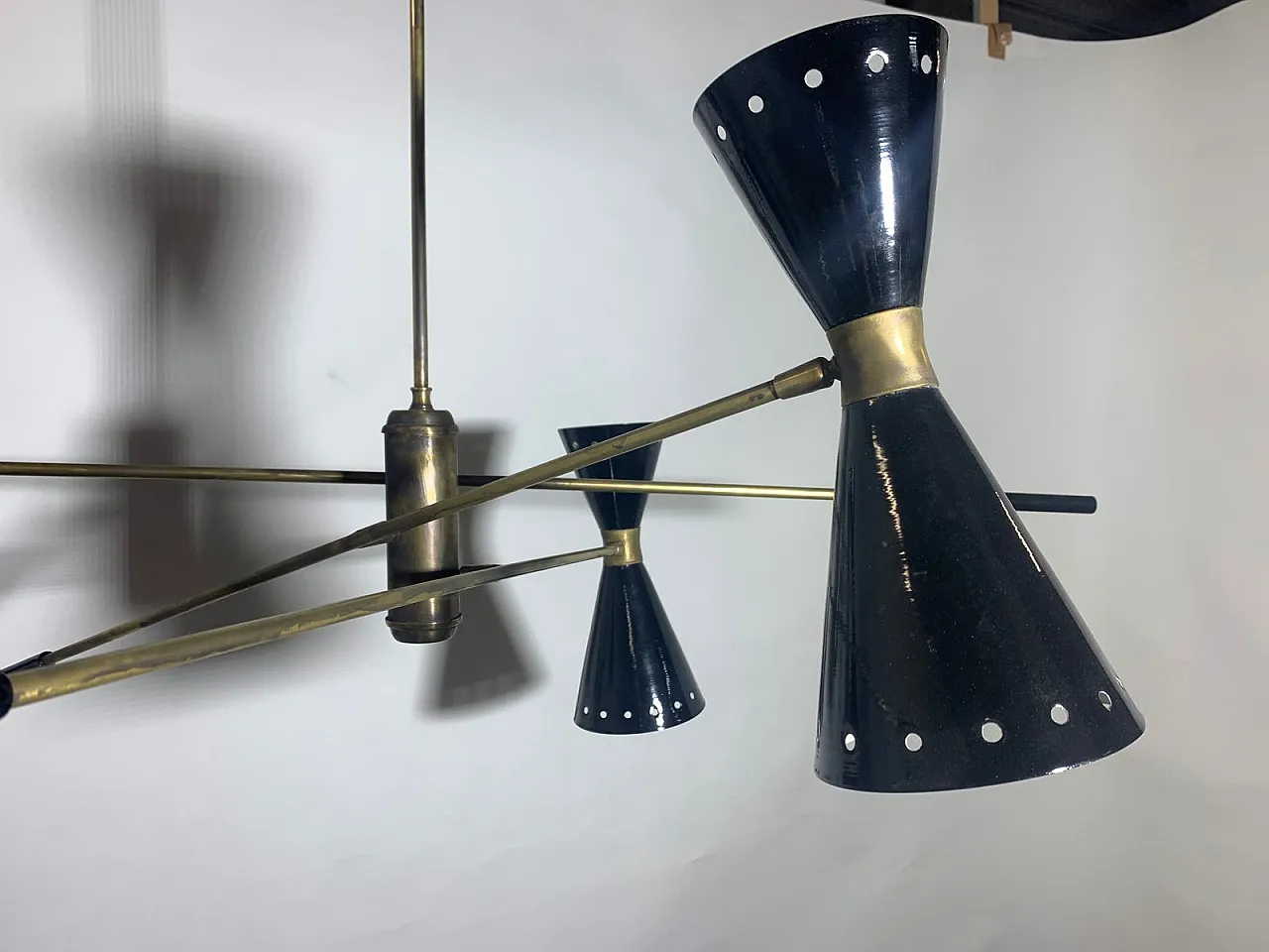 Lampadario regolabile in ottone, Italia, anni '50 10