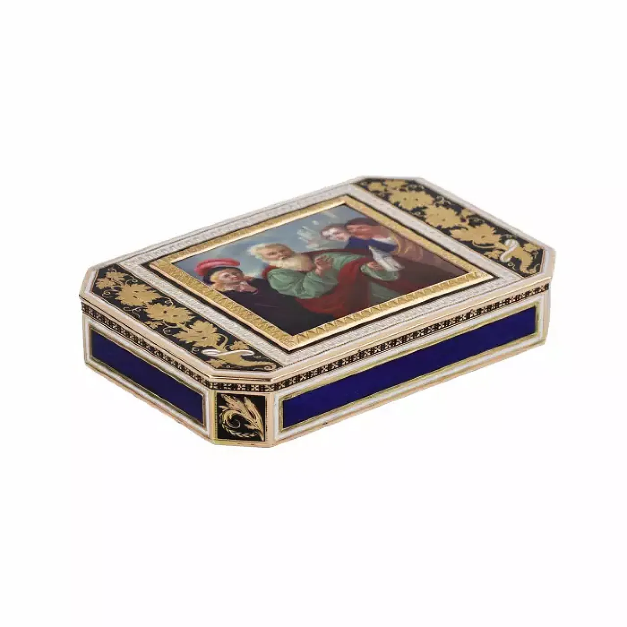 Rectangular gold and enamel snuffbox, 19th century 1
