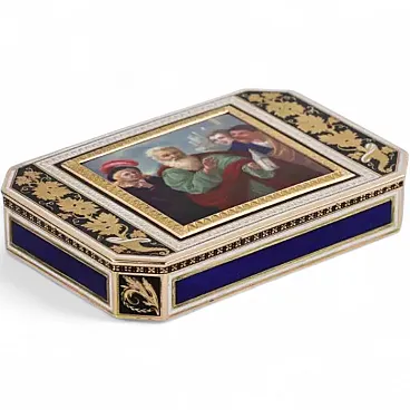 Rectangular gold and enamel snuffbox, 19th century