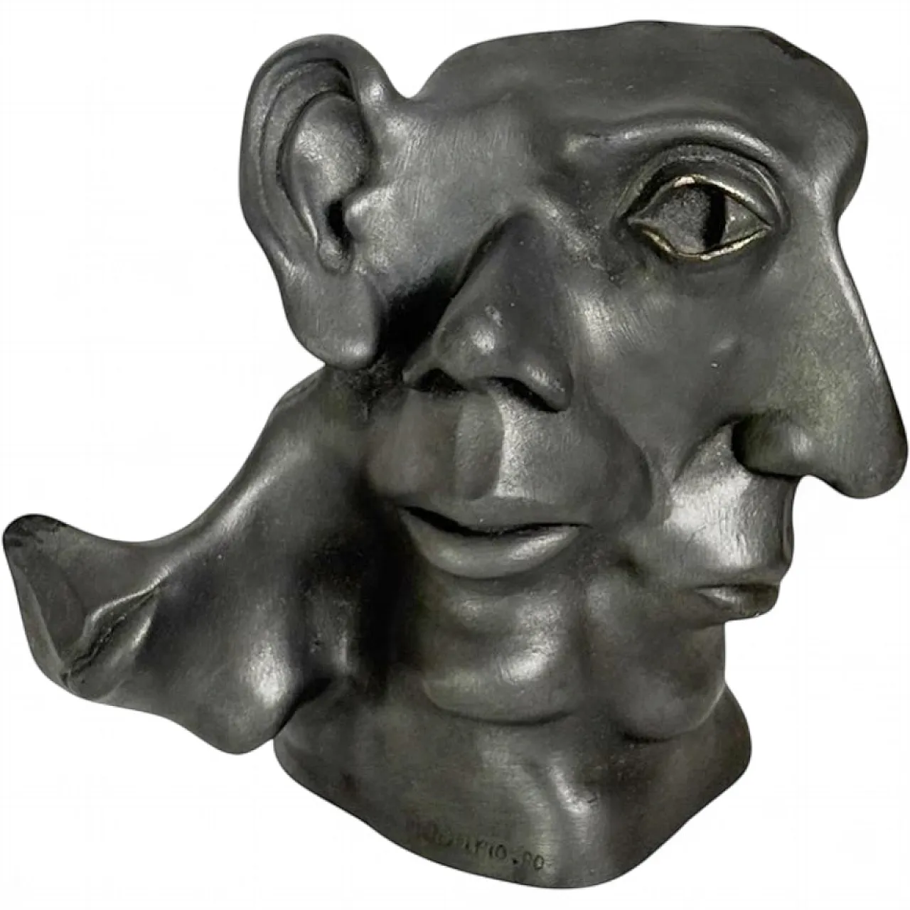 Patinated terracotta sculpture with multiple faces, 1960s 9