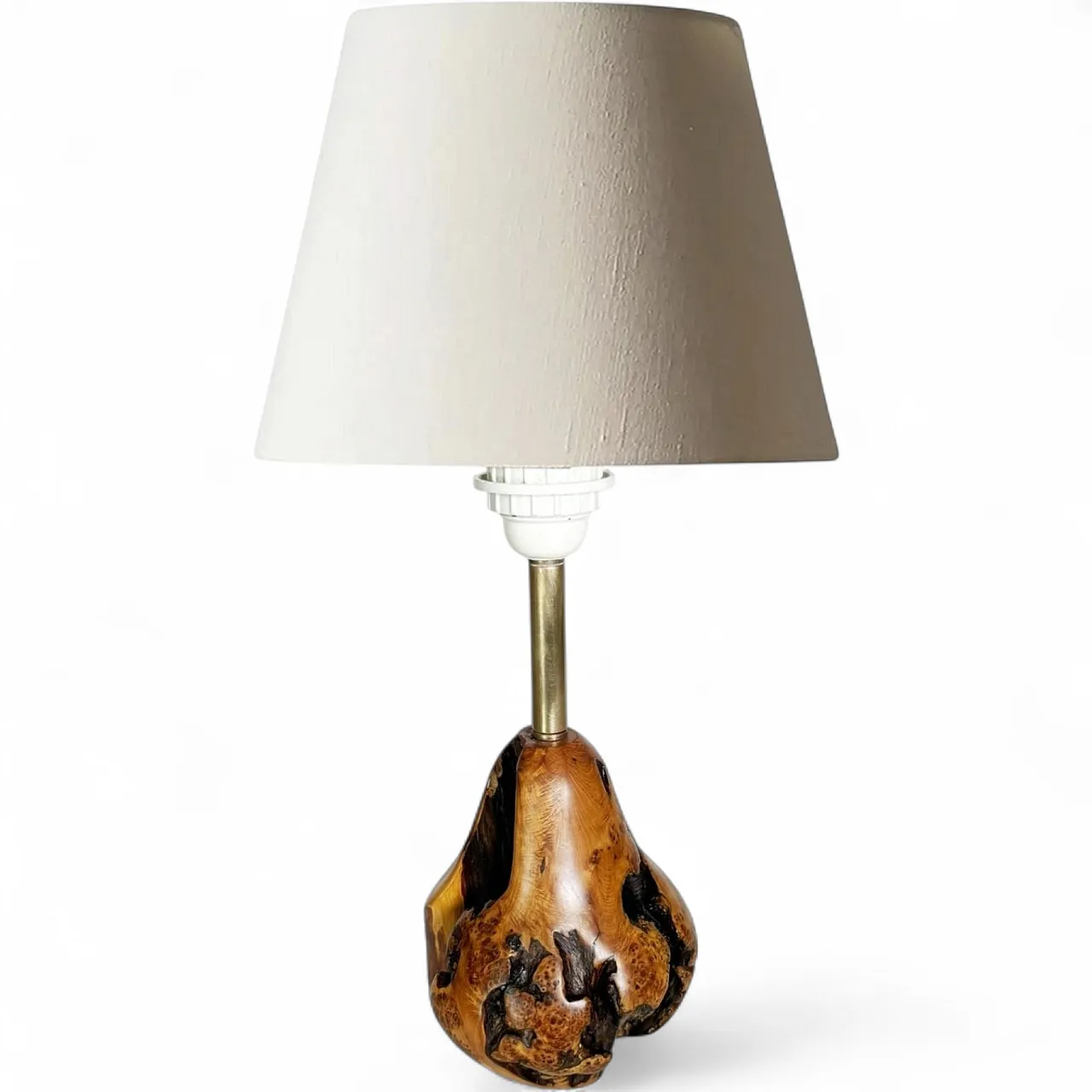 Lampada da tavolo in legno d'ulivo, anni '60 11