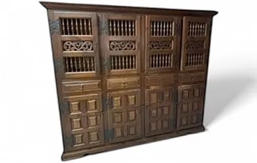 Castilian wood pantry cabinet with perforated doors, 20th century