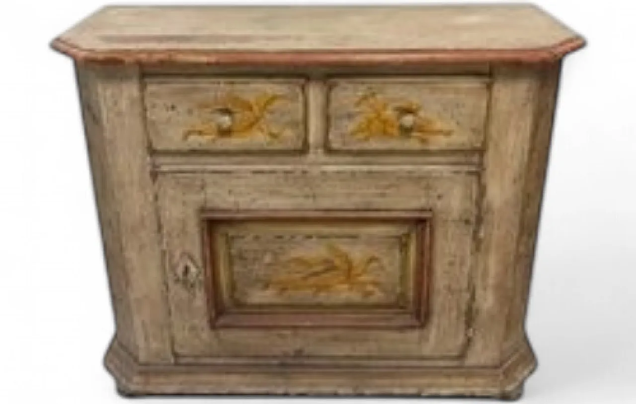 Credenza decorata a mano con 2 cassetti e anta, '900 10