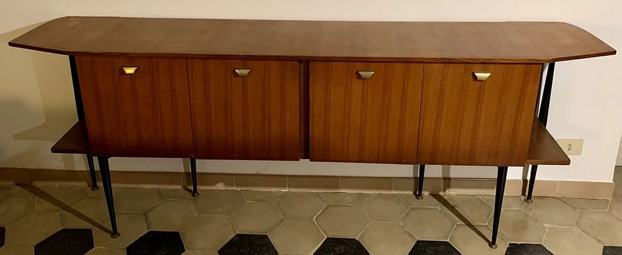 Credenza Mid-Century in acero e ottone, Italia, anni '50 1