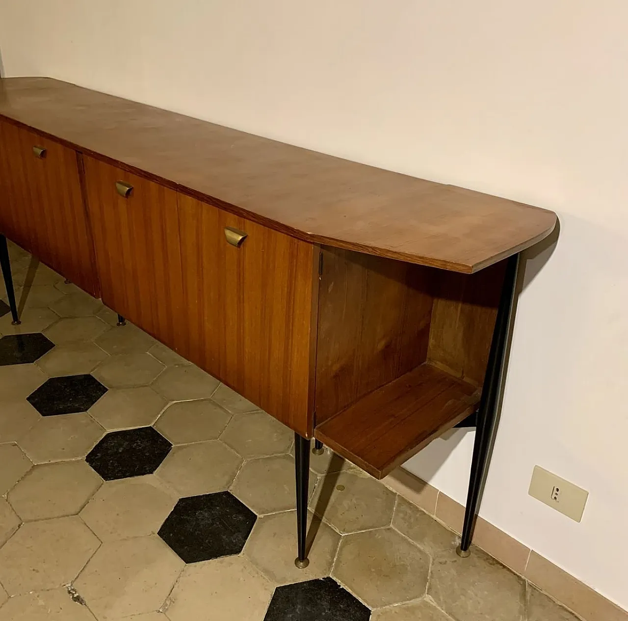 Credenza Mid-Century in acero e ottone, Italia, anni '50 3