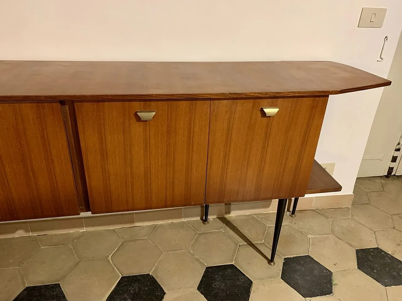 Credenza Mid-Century in acero e ottone, Italia, anni '50 4