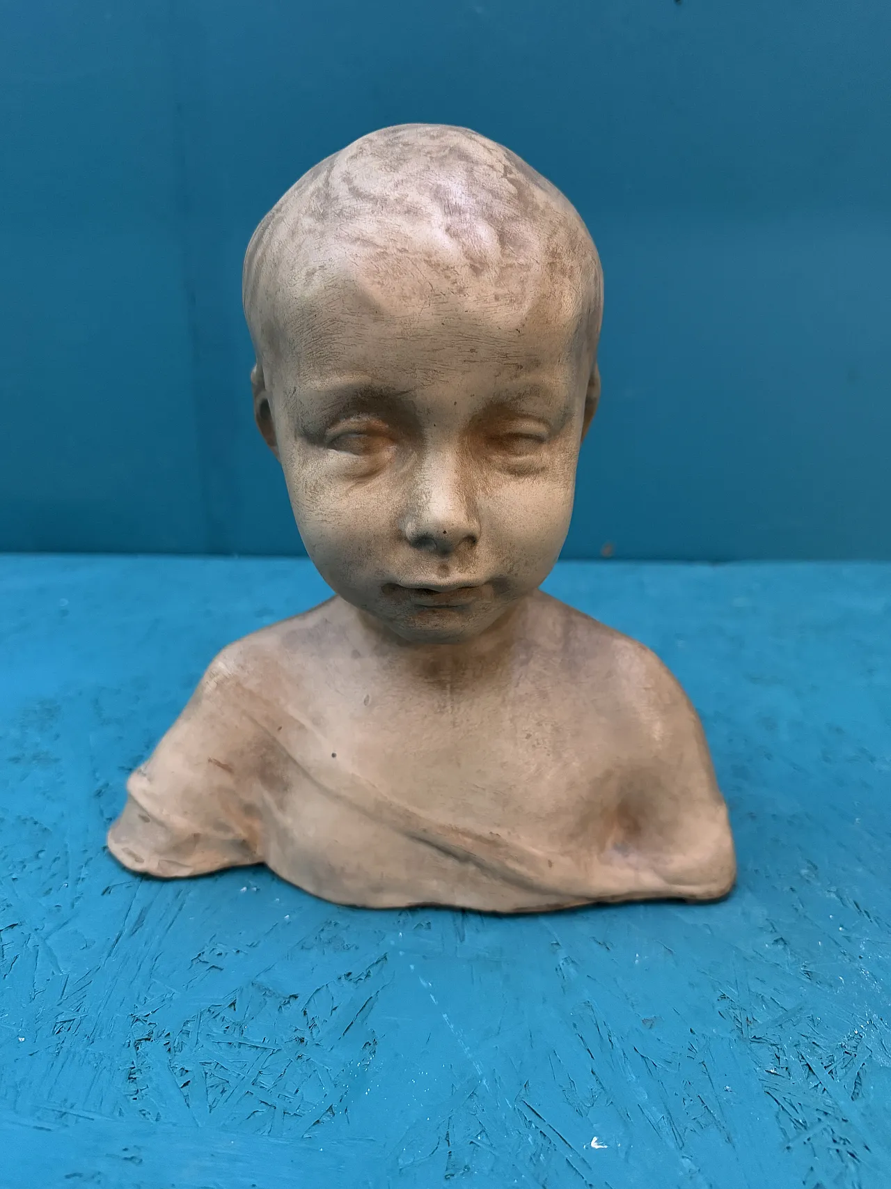 Busto di bambino in terracotta patinata, '800 1