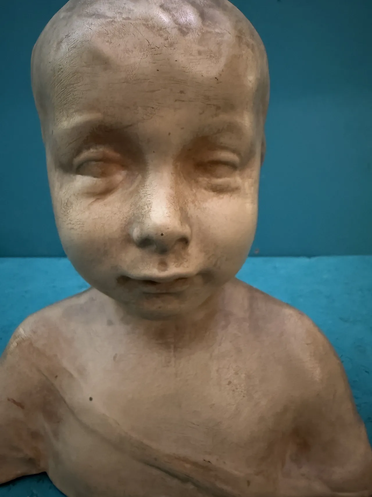 Busto di bambino in terracotta patinata, '800 2