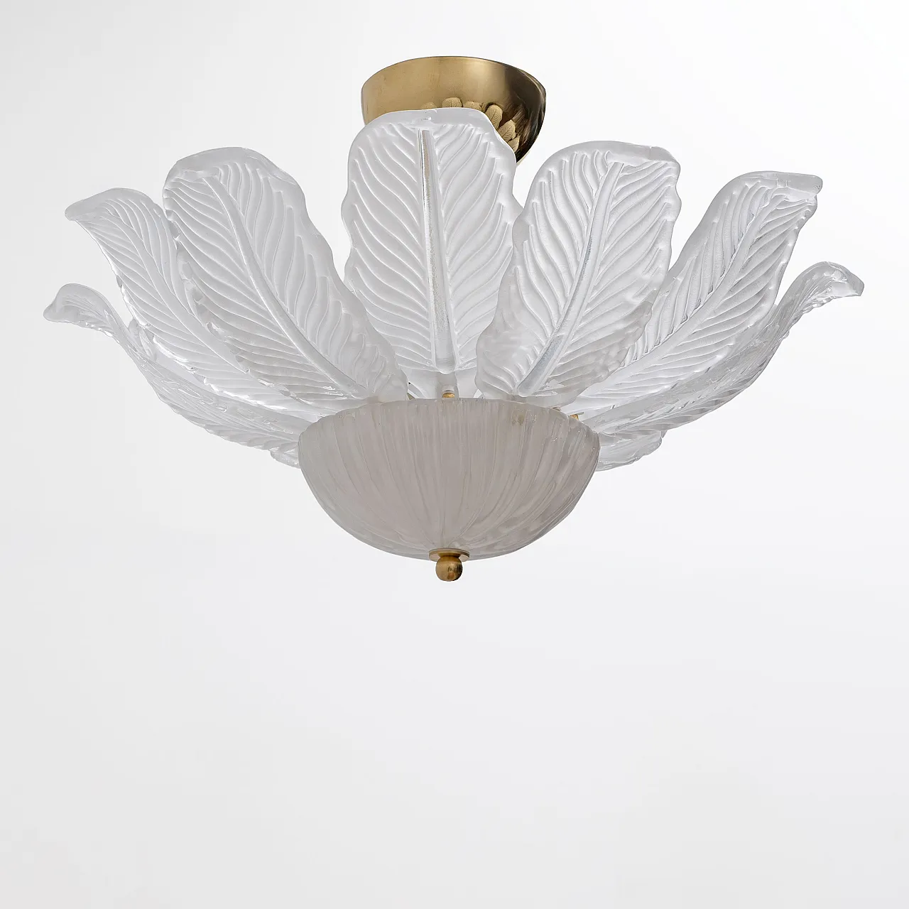 Murano glass ceiling light with white flower-shaped petals 1