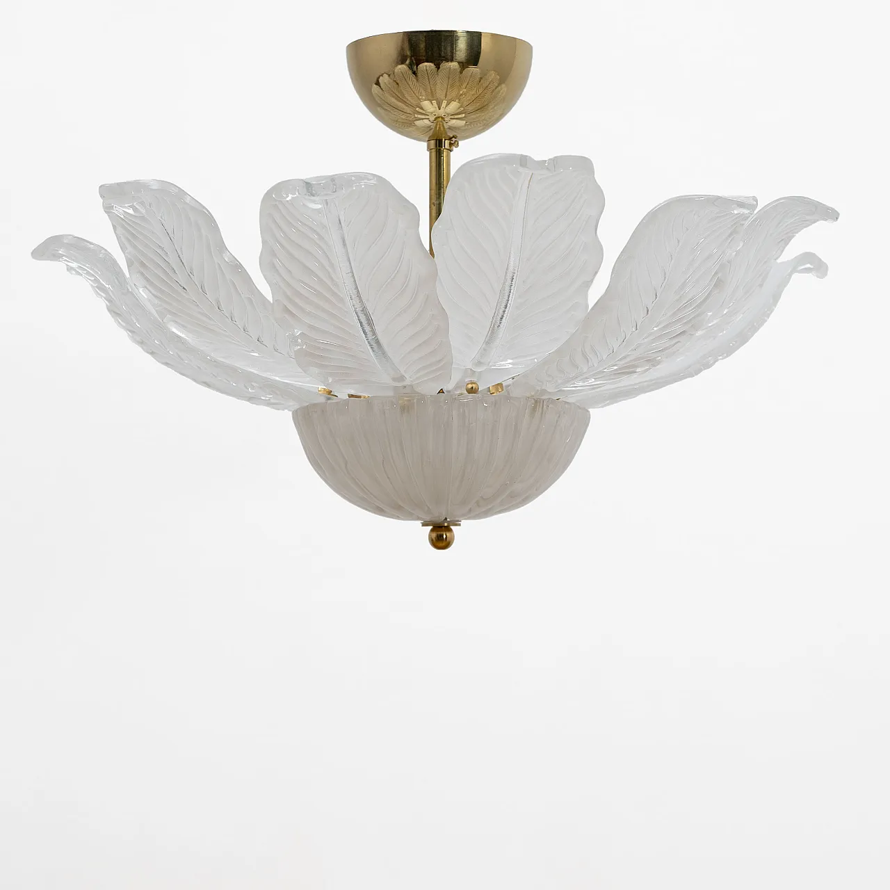Murano glass ceiling light with white flower-shaped petals 2
