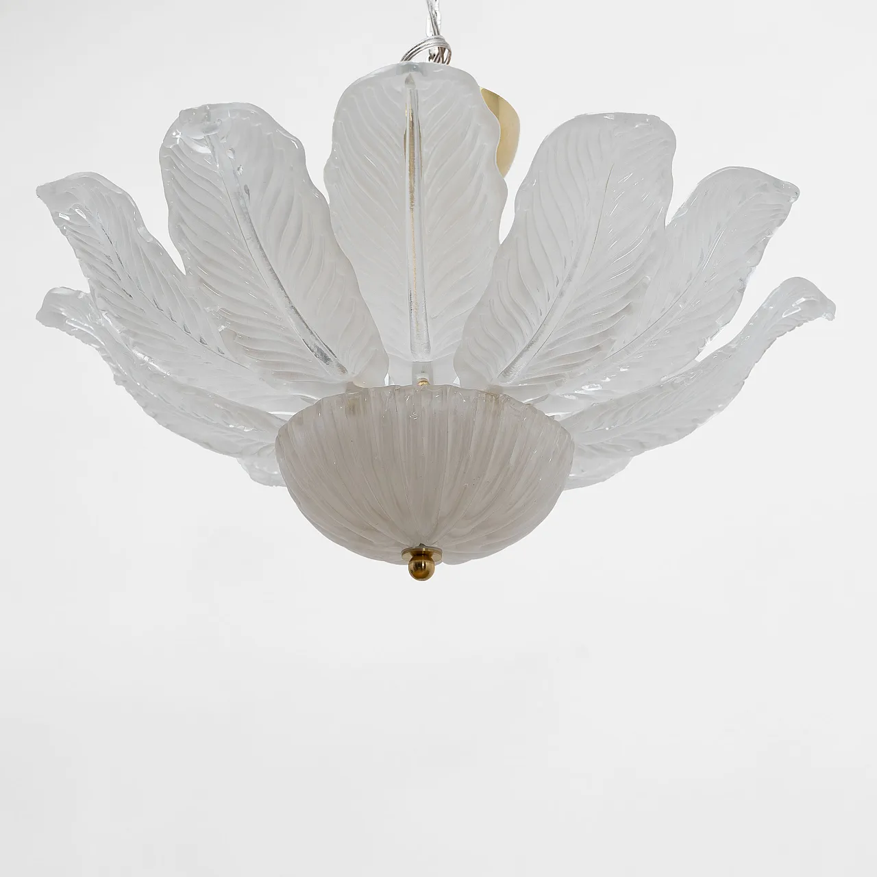 Murano glass ceiling light with white flower-shaped petals 5