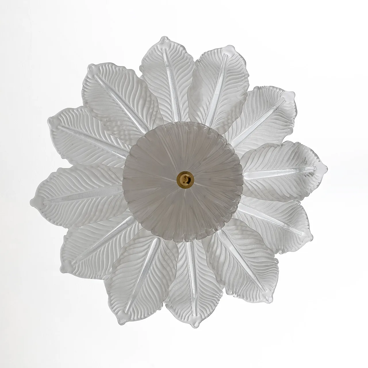 Murano glass ceiling light with white flower-shaped petals 6