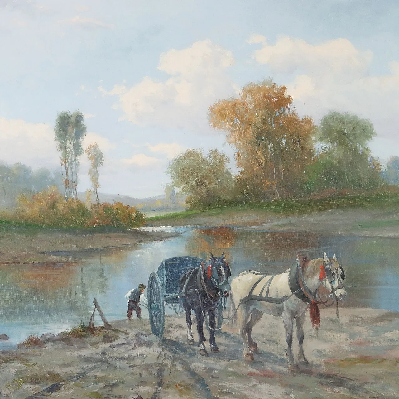 River Landscape, oil on canvas, 20th century 3