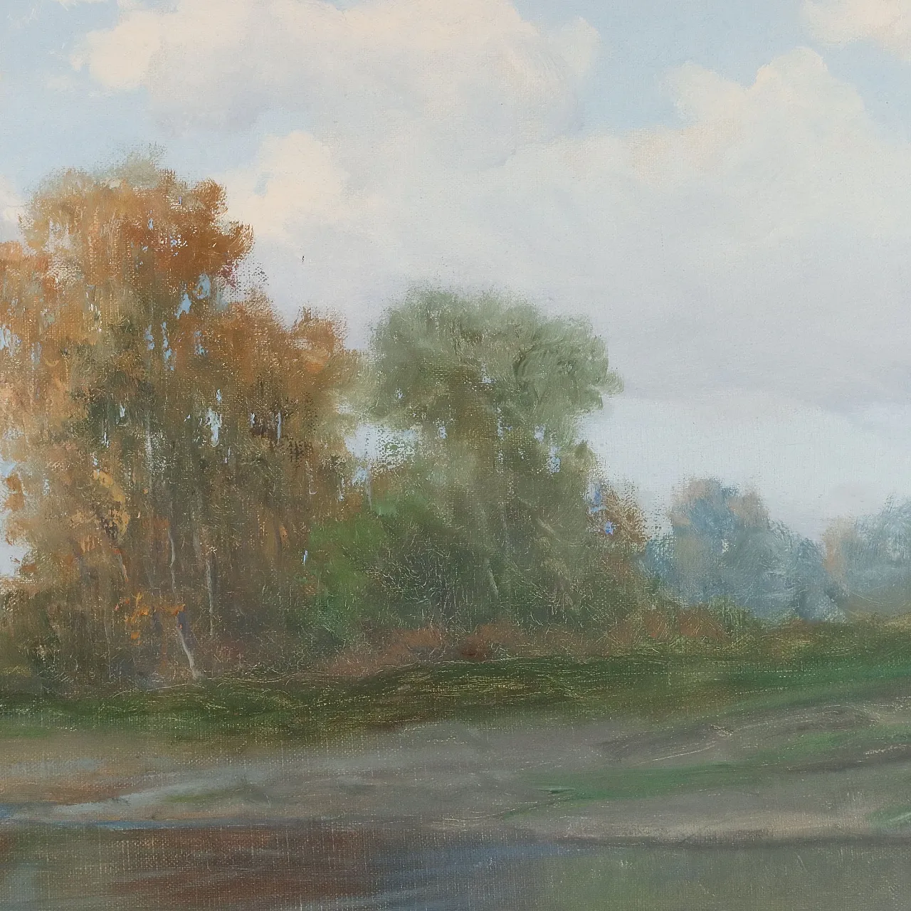 River Landscape, oil on canvas, 20th century 7