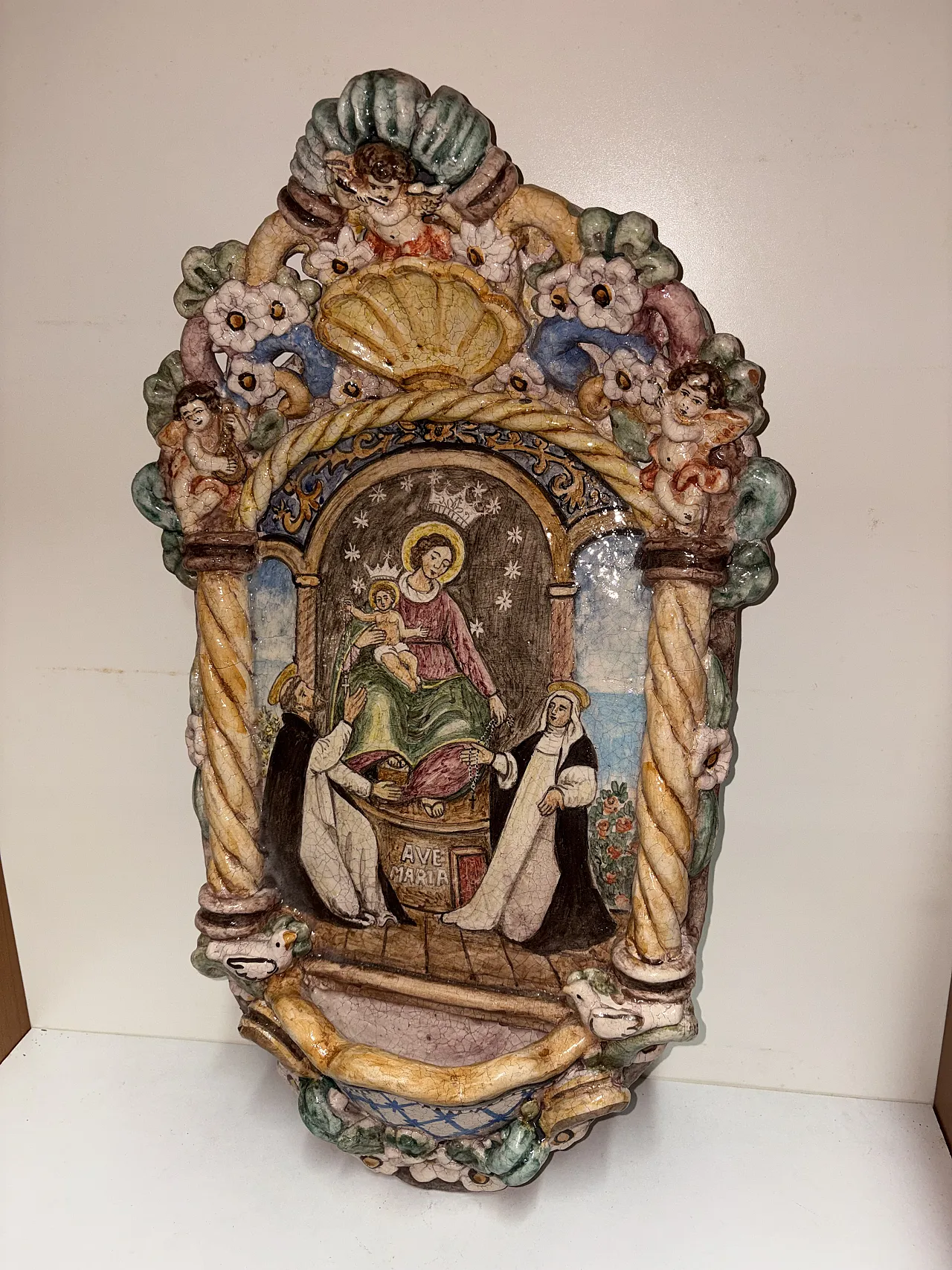 Holy water stoup of Our Lady of Pompeii 3