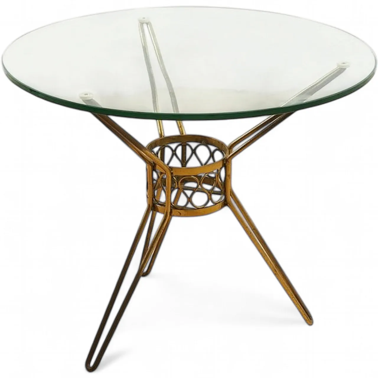 Metal and Glass round side Table, 1950s 4
