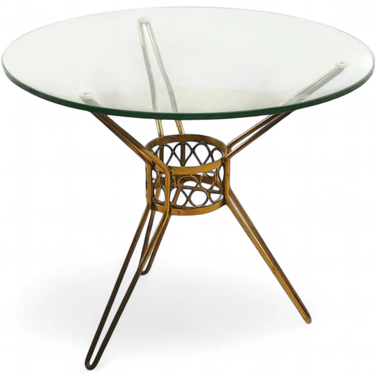 Metal and Glass round side Table, 1950s 5