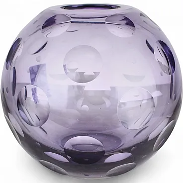 Lillac optical Glass Vase, 1970s
