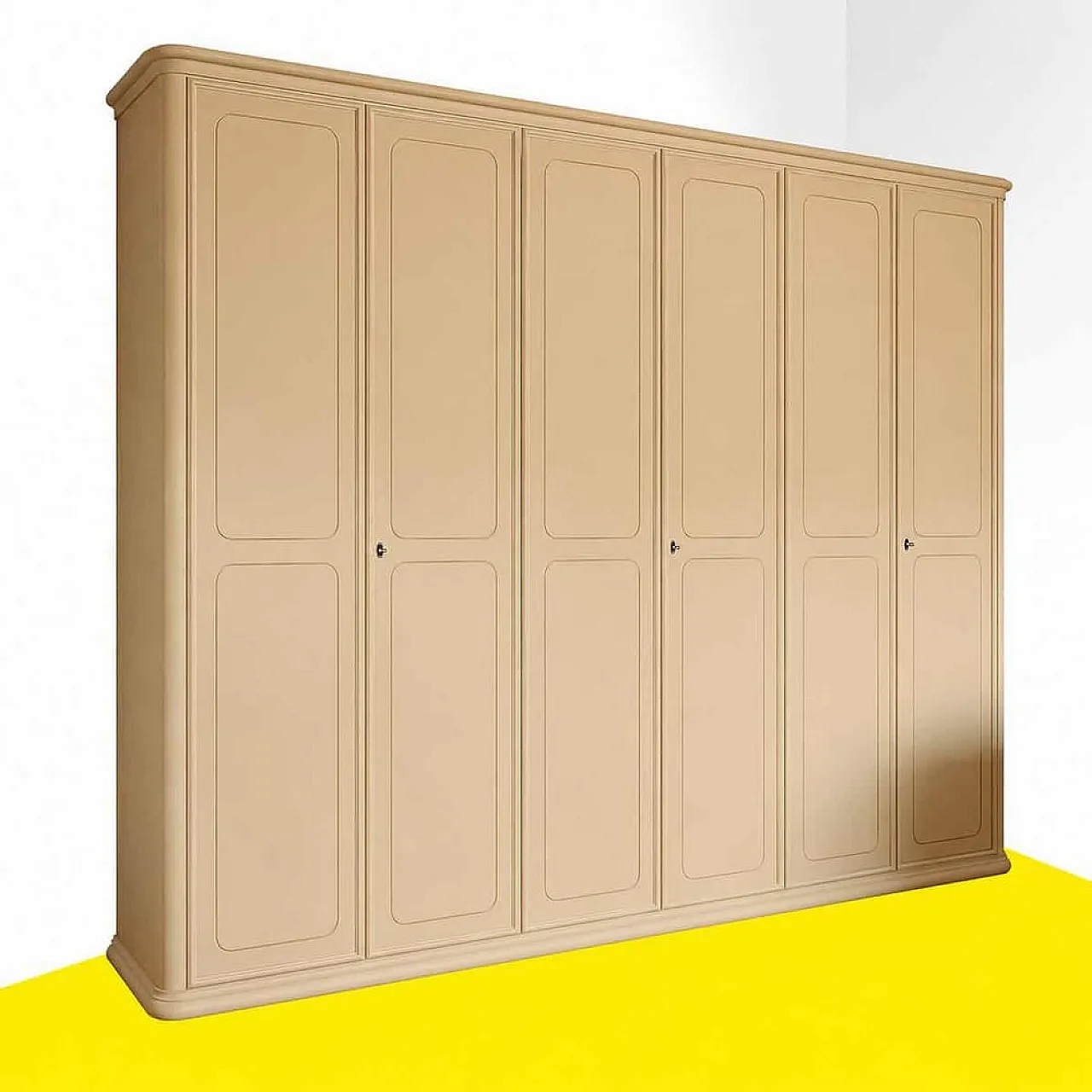 Large Six-Door Wardrobe in Lacquered Wood, 1940s 1
