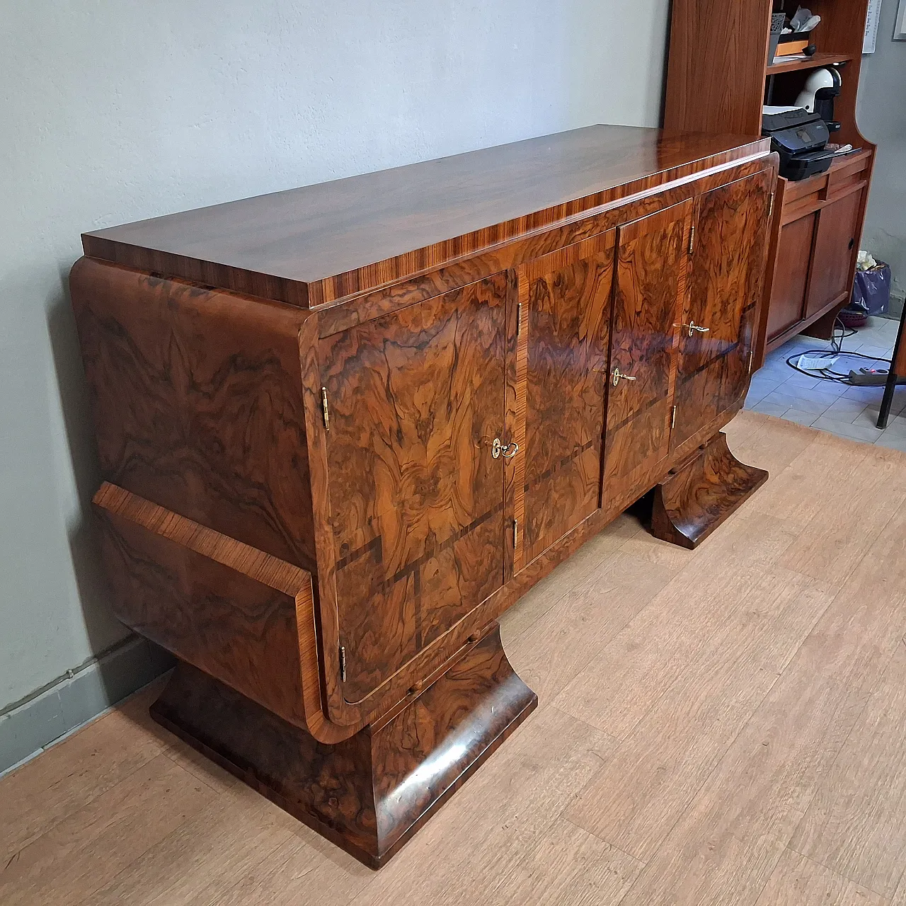 Beautiful Art Deco sideboard in walnut and briar root, original from 1930-40 4