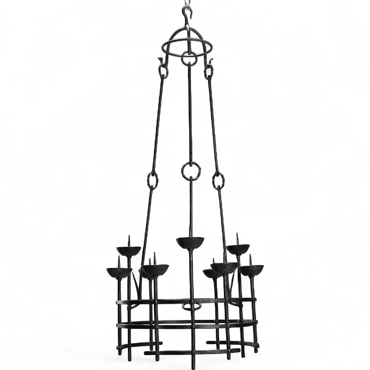 Wrought iron chandelier by Alberto Gerardi, 19th century 10