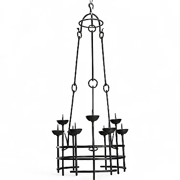 Wrought iron chandelier by Alberto Gerardi, 19th century