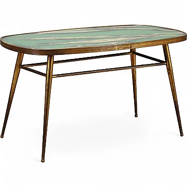 Tavolino da fumo in ottone e vetro, anni '50
