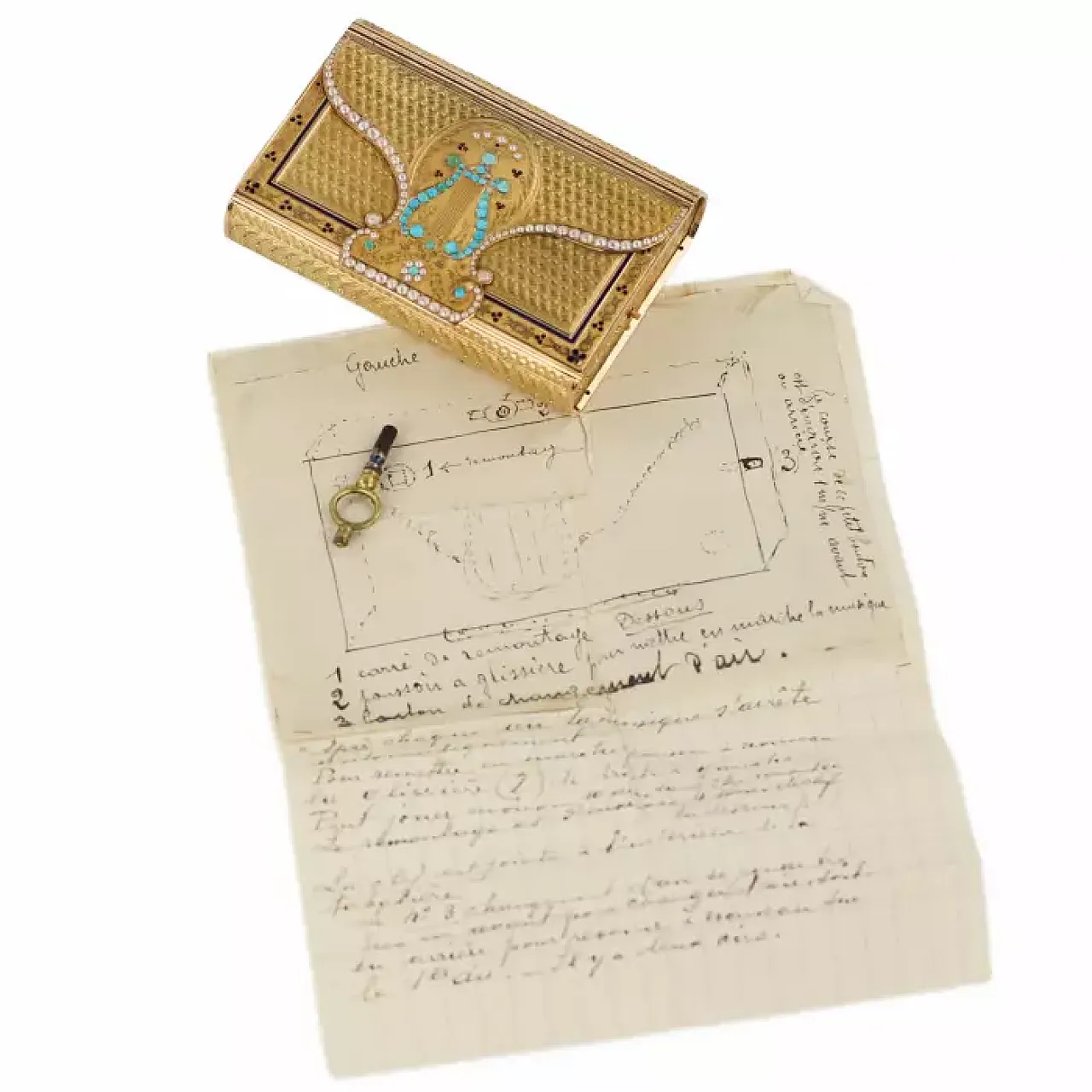 Rectangular gold musical snuff box, early 19th century 3
