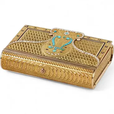 Rectangular gold musical snuff box, early 19th century