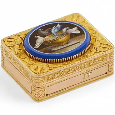 Musical snuffbox in 18-karat gold, 19th century