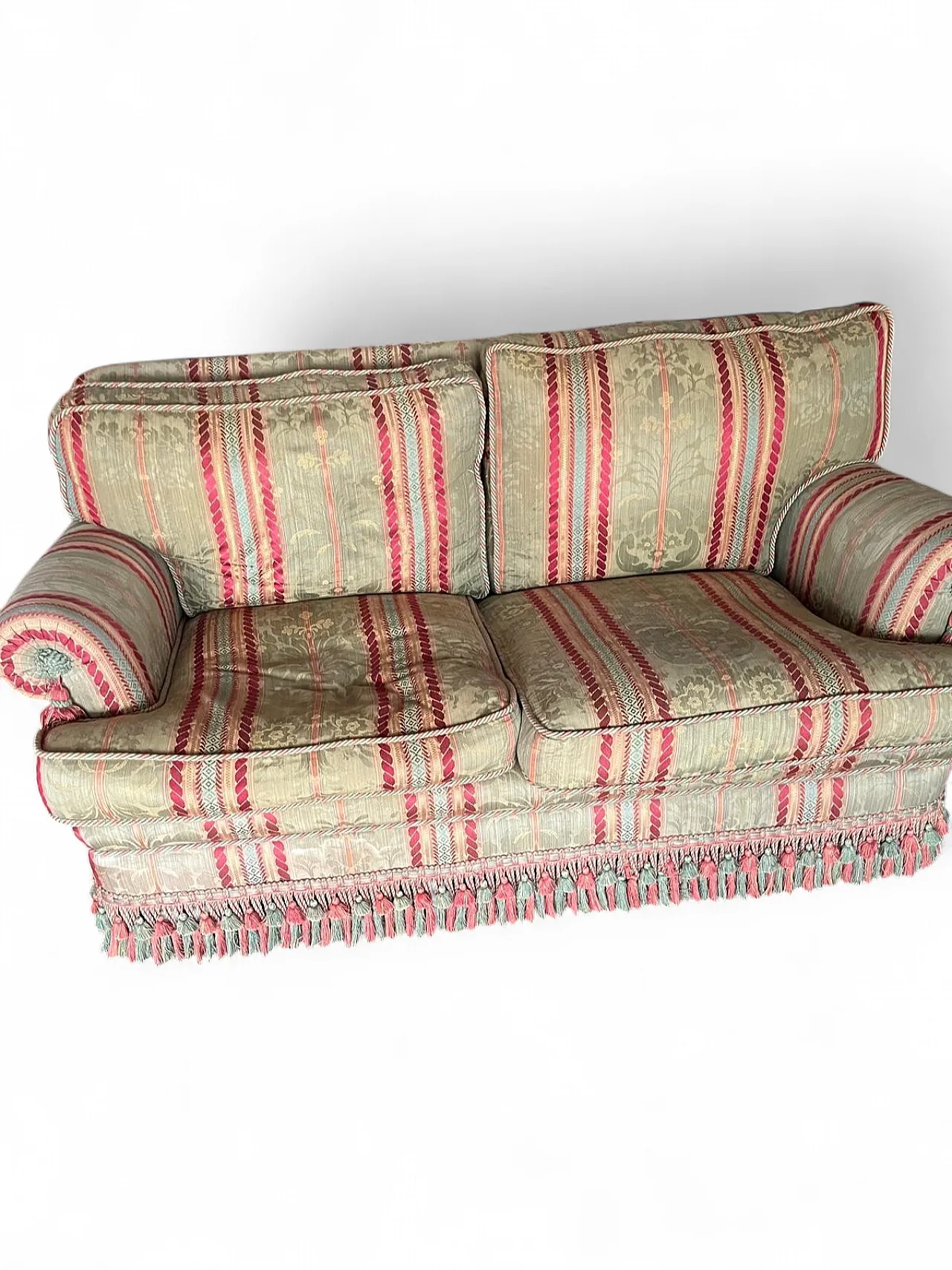 Pair of Buccione sofas in Rubelli fabric and feathers, 1990s 5