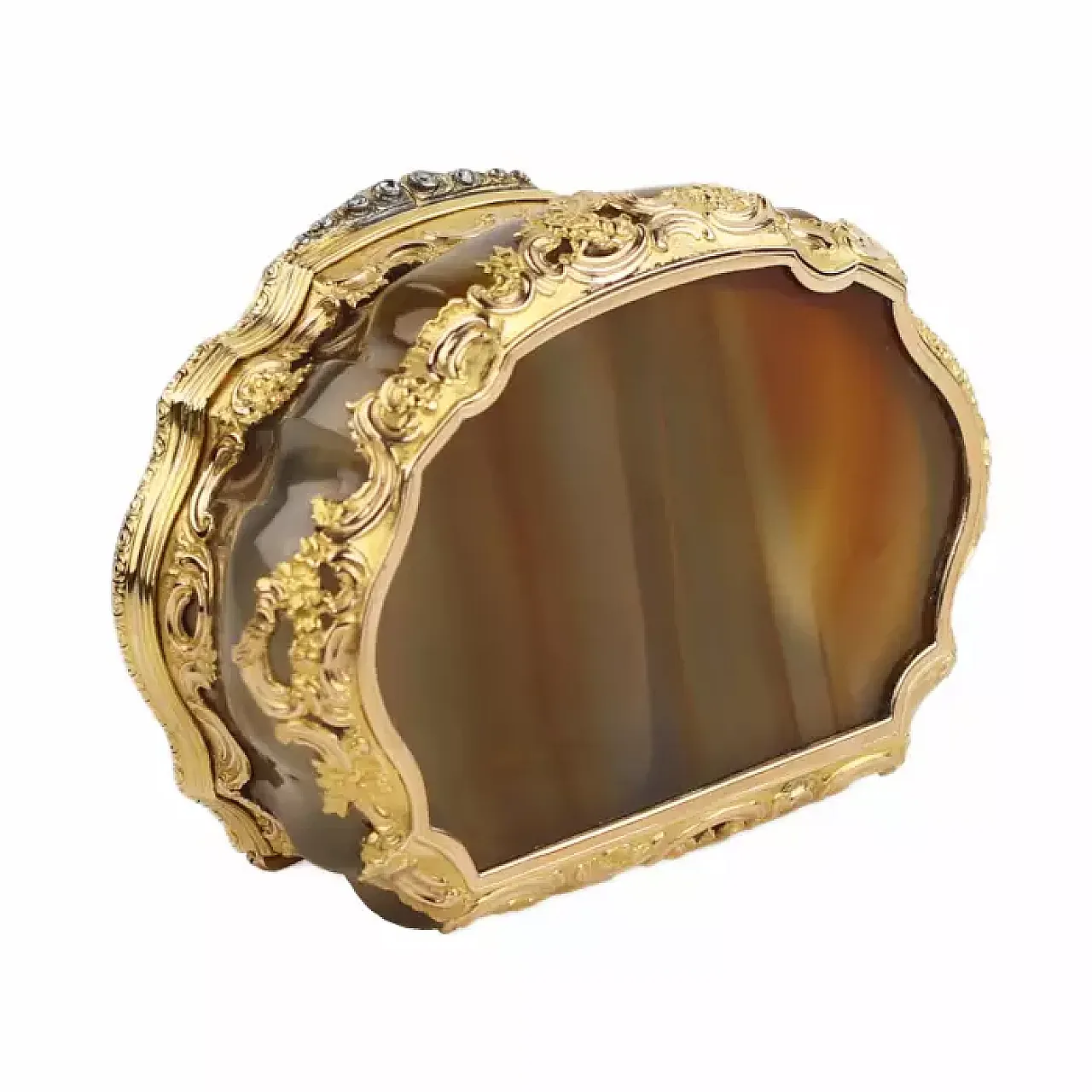 Snuffbox in carved agate and mounted in 18 carat gold, 18th century 3