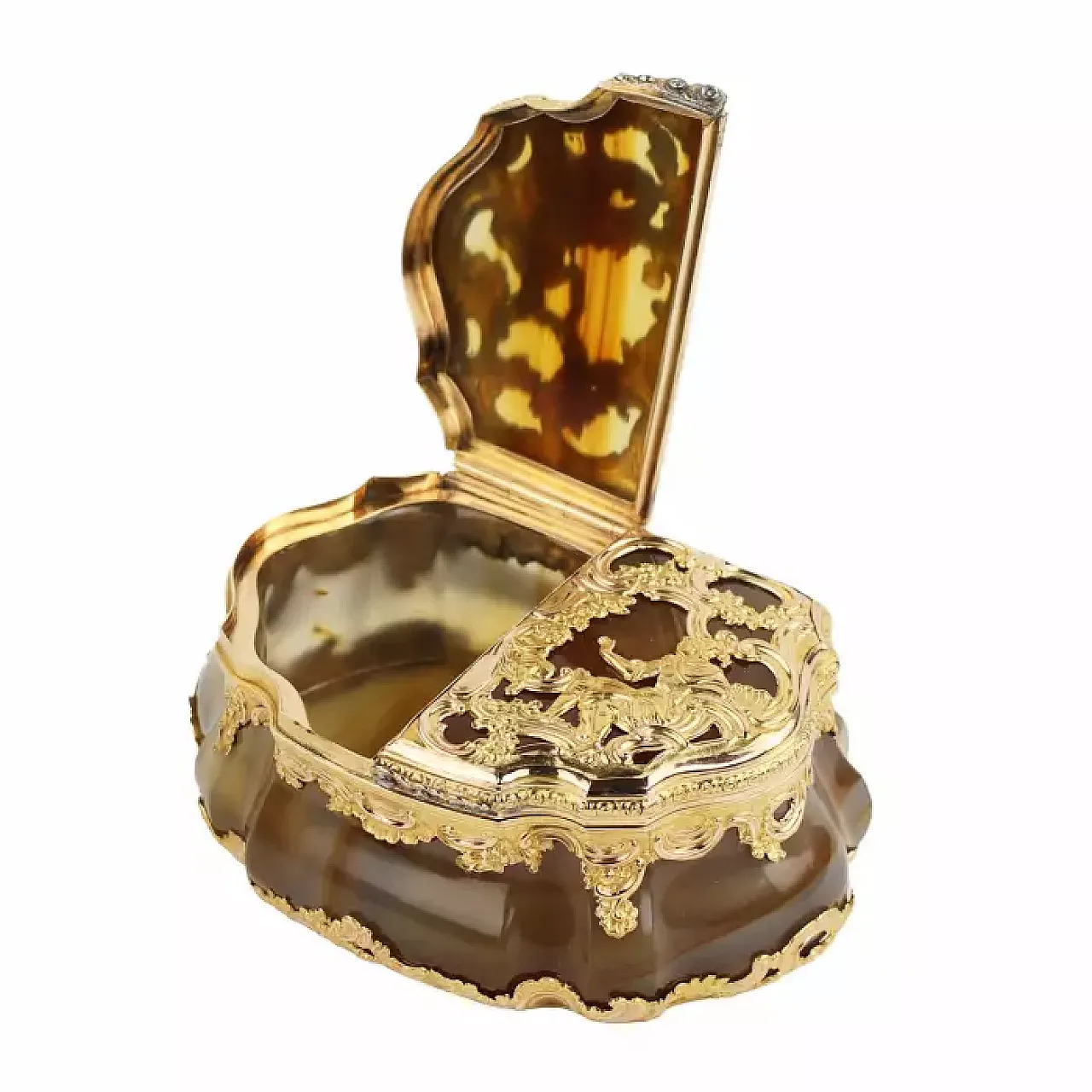 Snuffbox in carved agate and mounted in 18 carat gold, 18th century 6