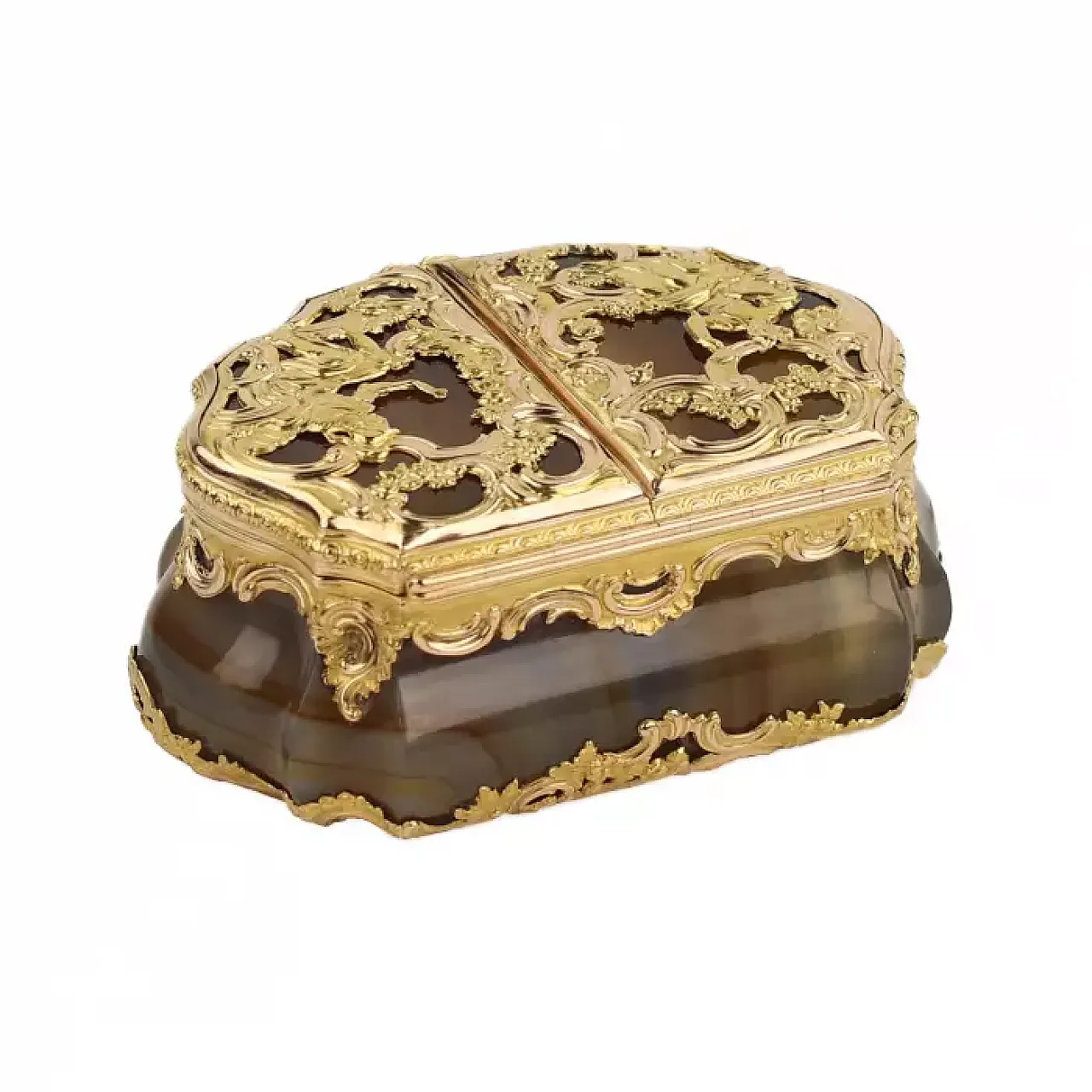 Snuffbox in carved agate and mounted in 18 carat gold, 18th century 7