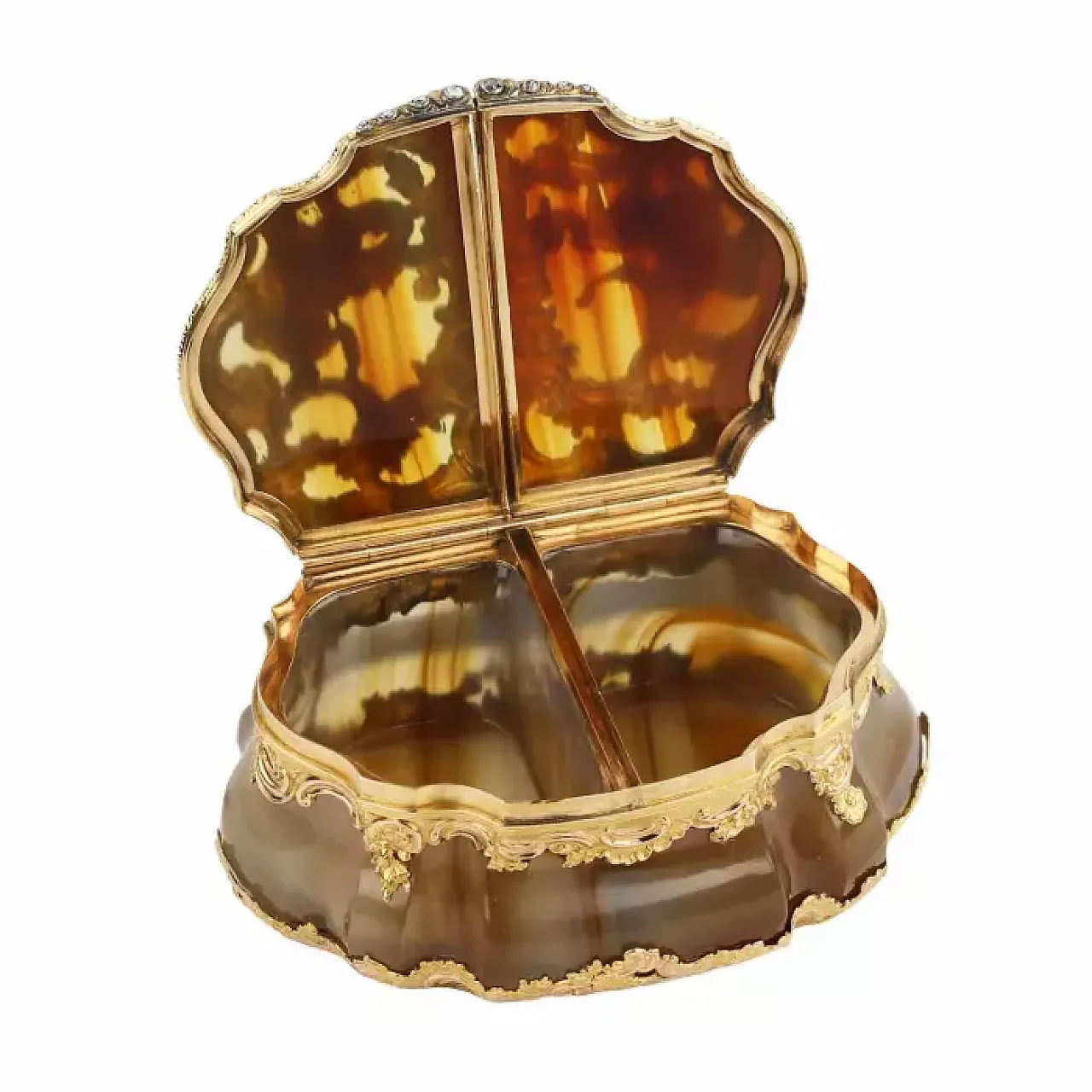 Snuffbox in carved agate and mounted in 18 carat gold, 18th century 8