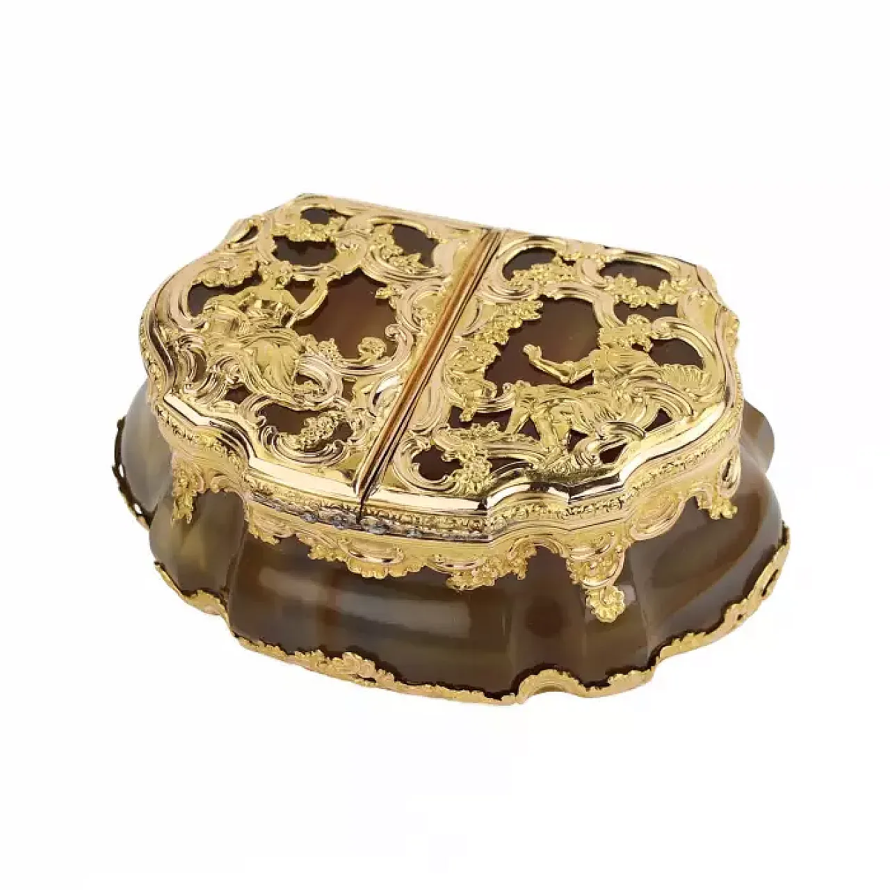 Snuffbox in carved agate and mounted in 18 carat gold, 18th century 9