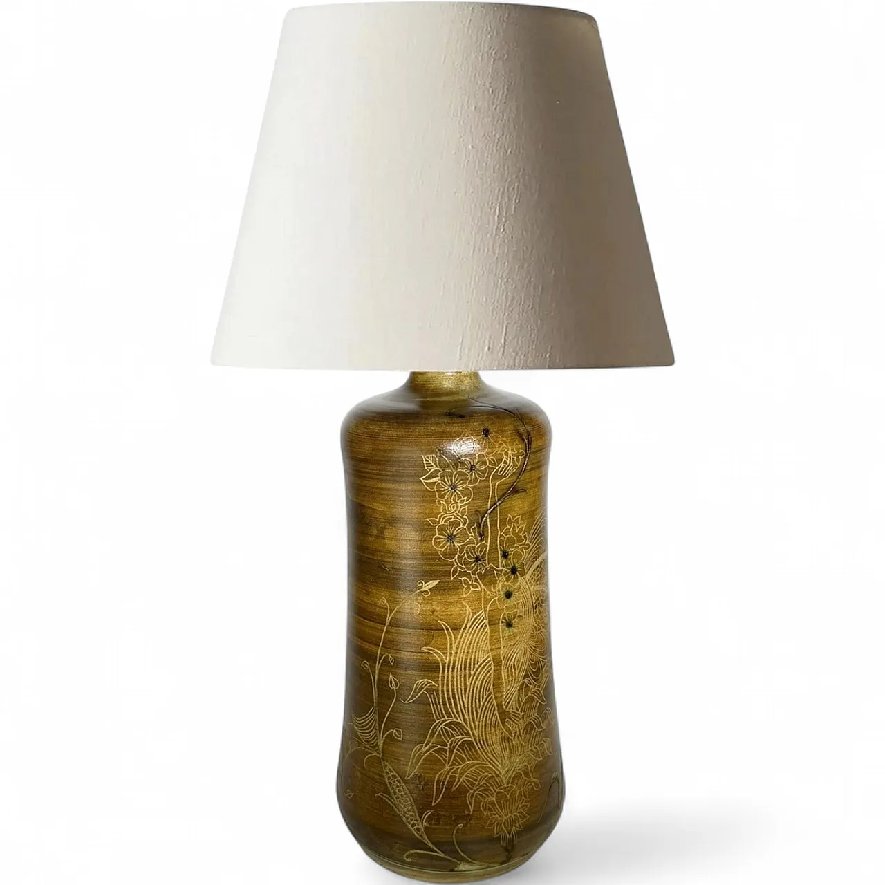 Base per lampada da tavolo in ceramica marrone, anni ’60 15
