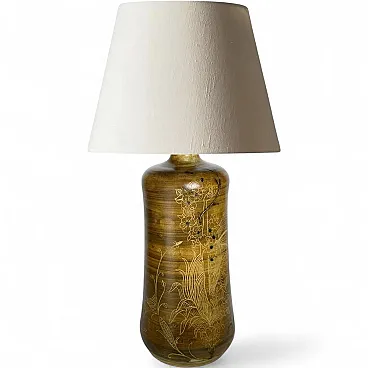 Base per lampada da tavolo in ceramica marrone, anni ’60